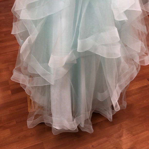 Mint green prom dress with beads and rhinestones - Picture 3 of 7